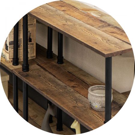 Geleidelijk gelaagde houtnerfplank met verweven texturen in diep en ondiep, met zes-punts rechte buis, schroefdraad, flensstuk en rechte kop.